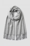 Scarf Tassel Wrap in Gray — studio front