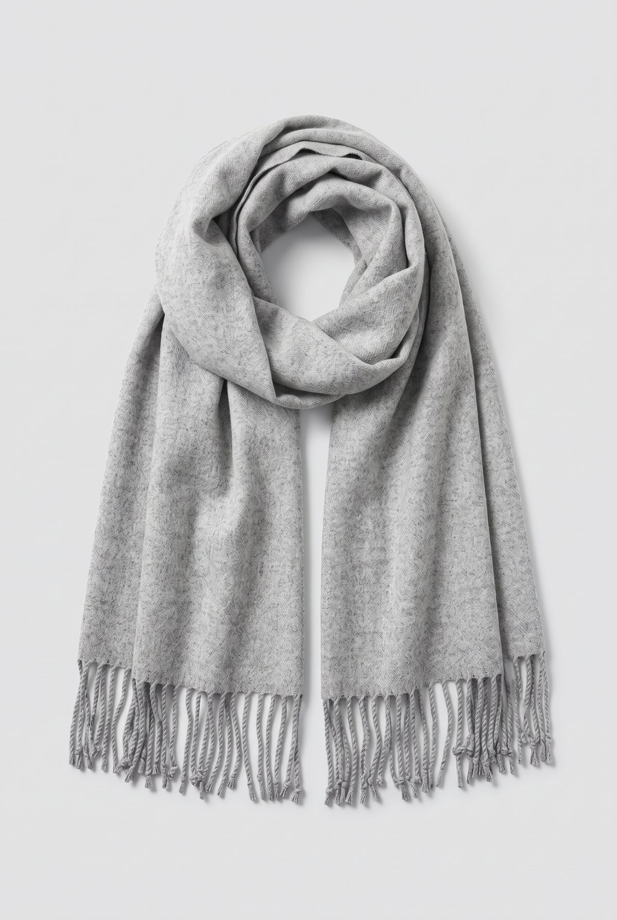 Scarf Tassel Wrap in Gray — studio front