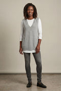Gray Sleeveless V-neck Cardigan Dress with Pocket - Sleeveless cardigan - Photo 5