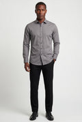 Gray Slim Fit Classic Collar Button-up Shirt - Casual Shirts - Photo 2