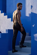 Black Slim Fit Mid Grey Tailored Trousers with Tapered Leg - Slim fit trousers - Photo 10