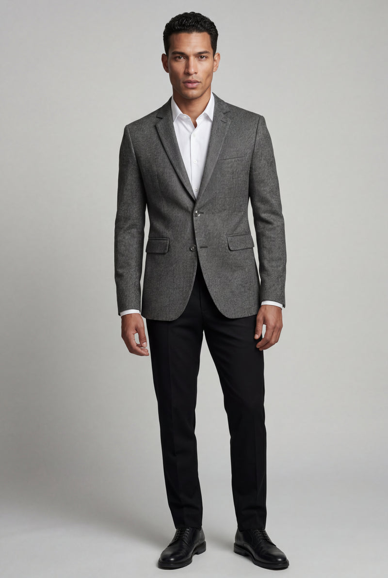Gray Slim Tailored Single-breasted Formal Blazer - Formal blazers - Photo 1