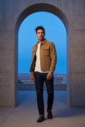 Camel Structured Trucker Jacket with Button Closure - Men's jackets - Photo 10