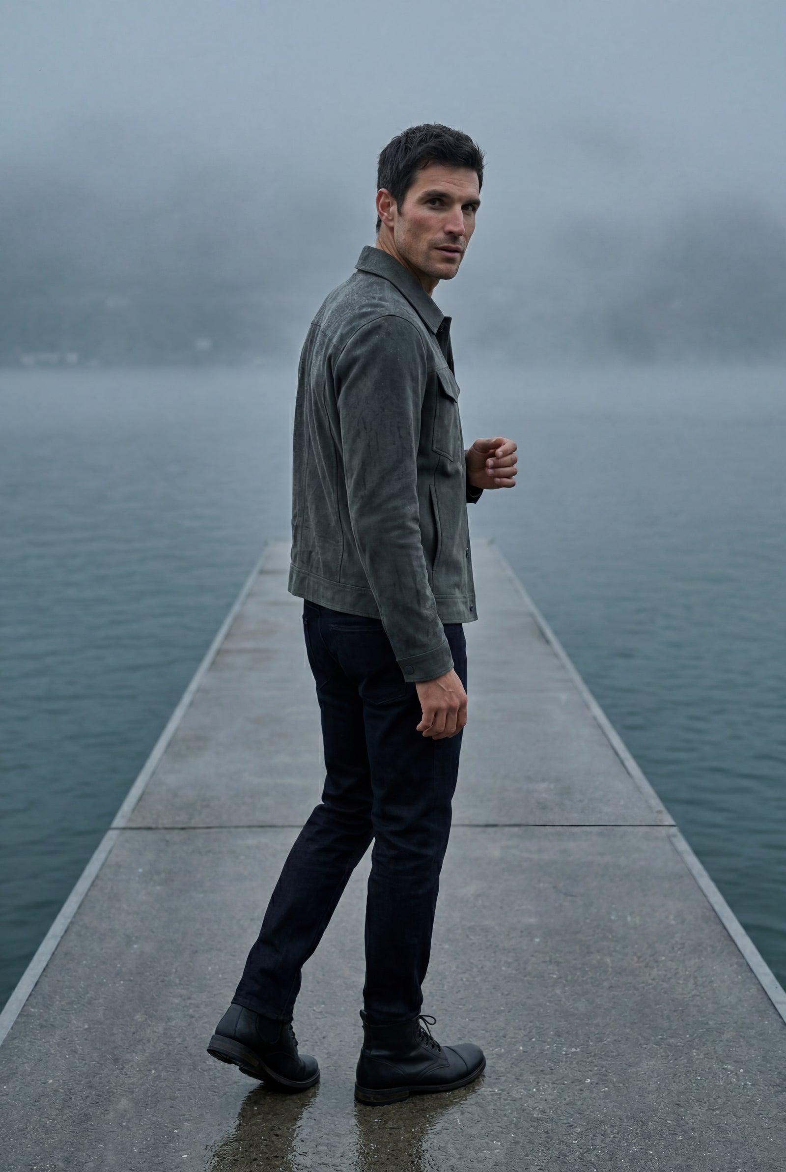 Gray Structured Trucker Jacket with Button Closure - Men's jackets - Photo 11