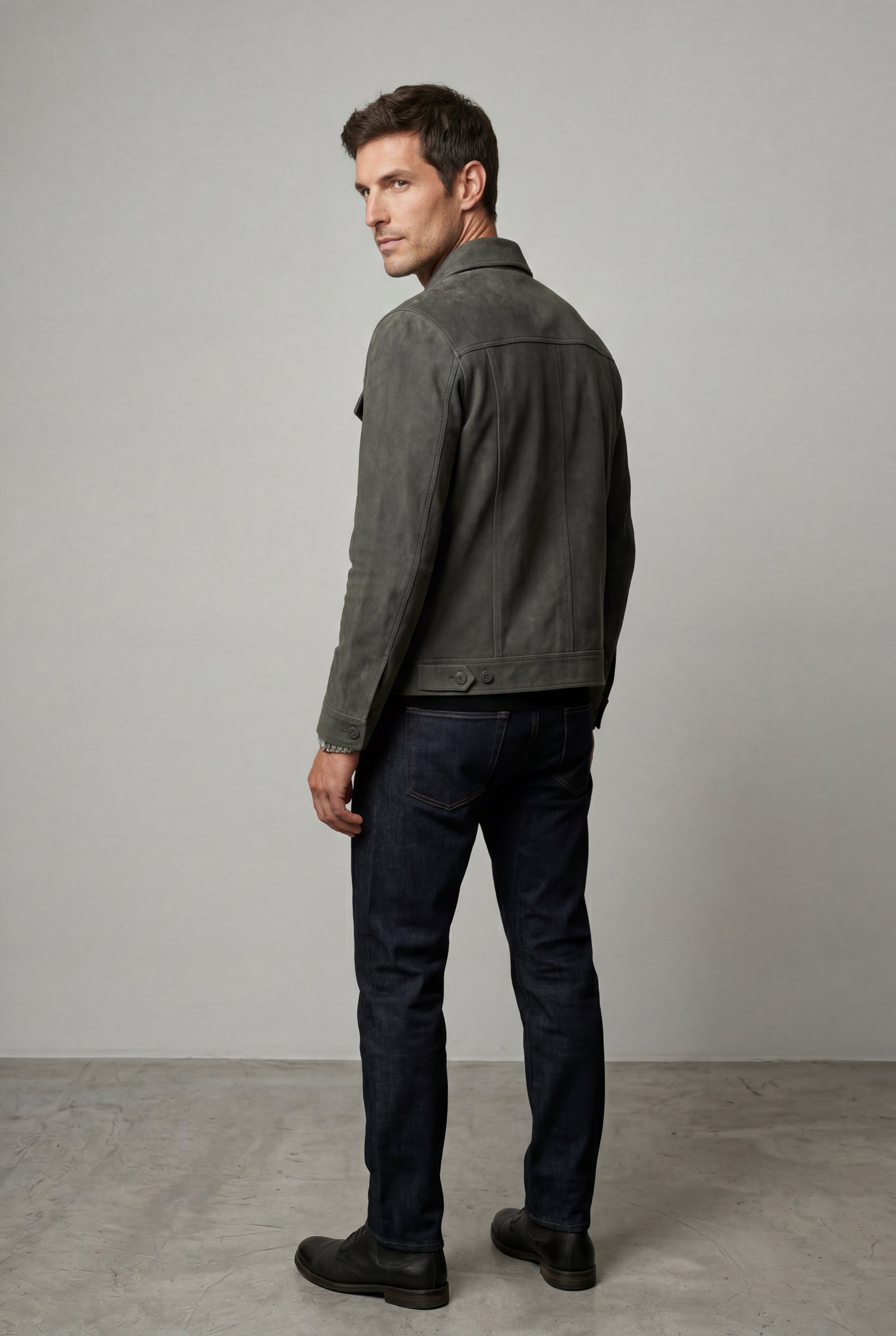 Gray Structured Trucker Jacket with Button Closure - Men's jackets - Photo 5
