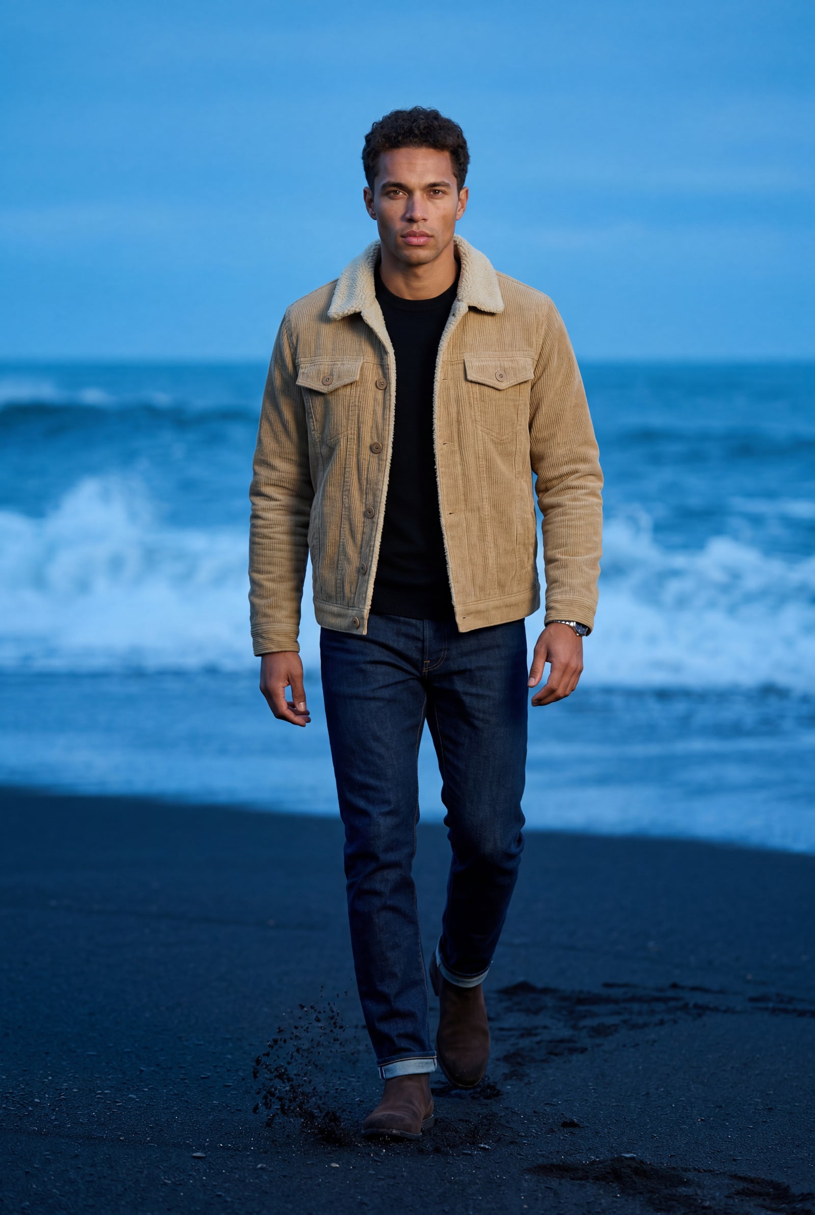 Beige Structured Trucker Jacket with Collar - Lined jackets - Photo 11