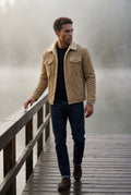 Beige Structured Trucker Jacket with Collar - Lined jackets - Photo 14