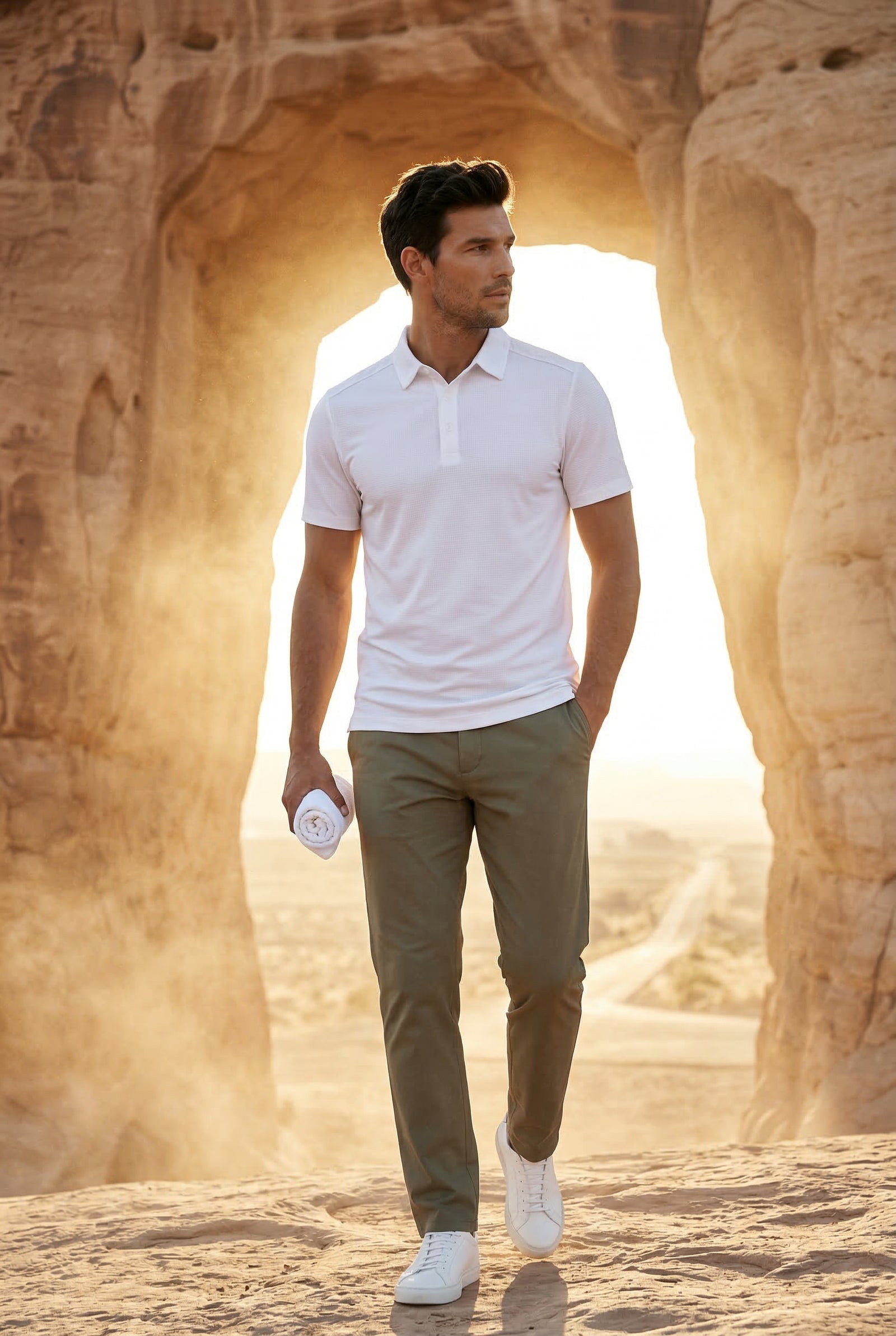 White Tailored Short Sleeve Polo Shirt with Flat Collar - Polo shirts - Photo 7