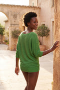 Green Textured Relaxed Fit 3/4 Sleeve Knitted Sweater - Photo 18