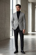 Gray Textured Slim Fit Single-breasted Blazer - Textured blazer - Photo 2