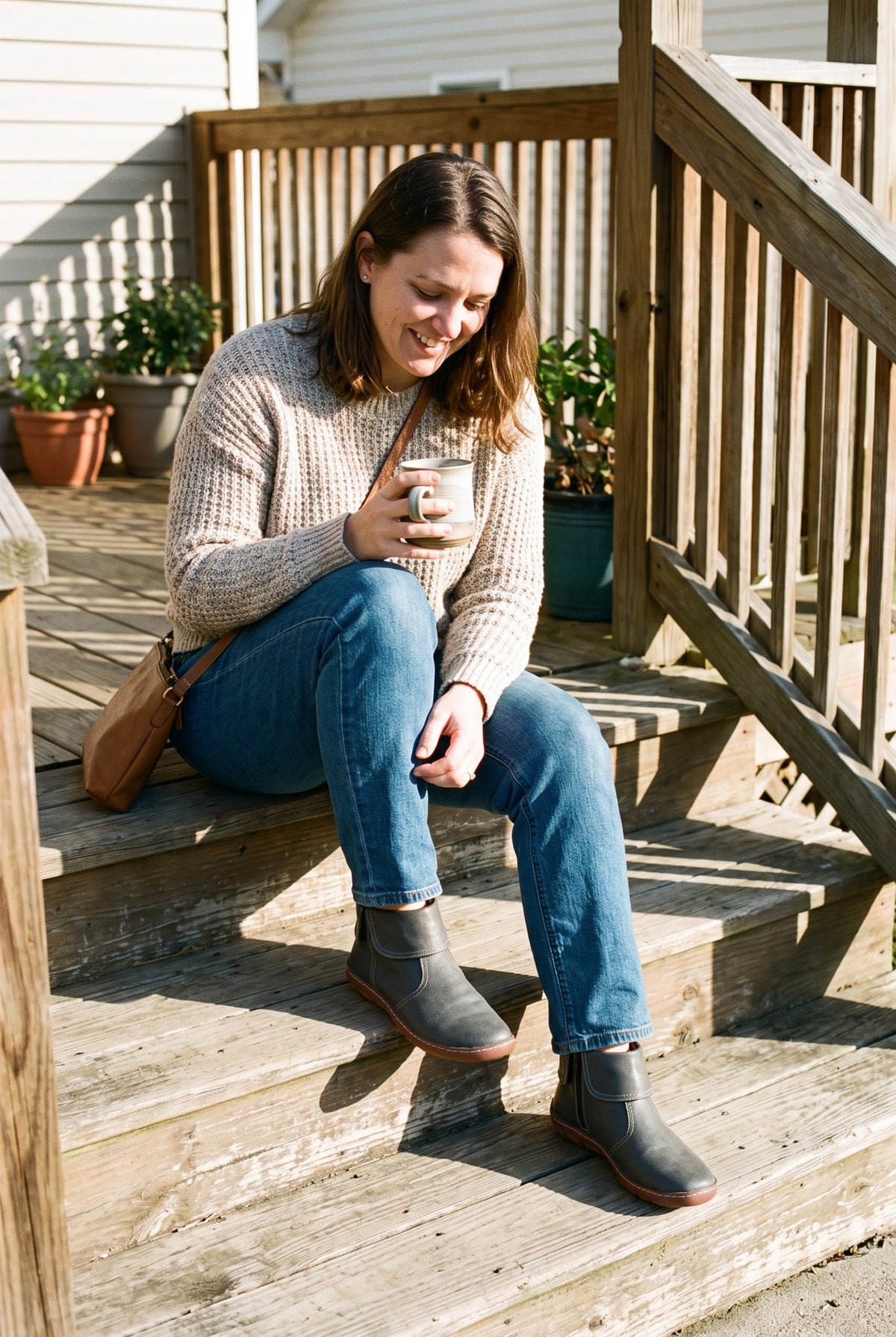 Women's Ankle Boots Vintage Style in Gray — lifestyle shot