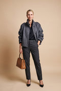 Women's Cropped Coat Stand Collar in Gray — primary studio