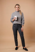 Women's Pullover High Collar in Gray — studio full body