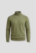 Cashmere Turtleneck Sweater in Green — front view