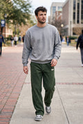 Corduroy Trousers with Drawstring in Green — lifestyle