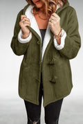 Duffle Coat with Fleece Lining in Green — front view