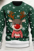 Festive Knit Sweater in Green — front view