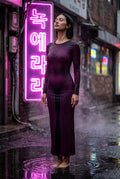 Pink Illusion Contour Print Bodycon Maxi Dress - Photo 7