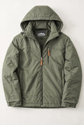 Insulated Hooded Jacket in Green — studio front