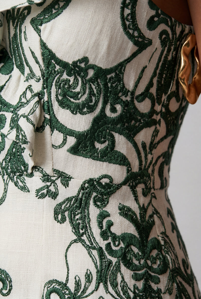 Green Ivory Green Embroidered Ruffle-trim Maxi Dress - Photo 3