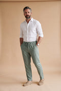 Men Pants Slim Fit Elastic Waist in Green — primary studio