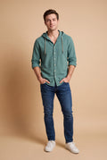 Men's Hooded Shirt Buttoned in Green — primary studio