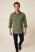 Green Men's Plaid Trim Button-Up Casual Shirt - Photo 11