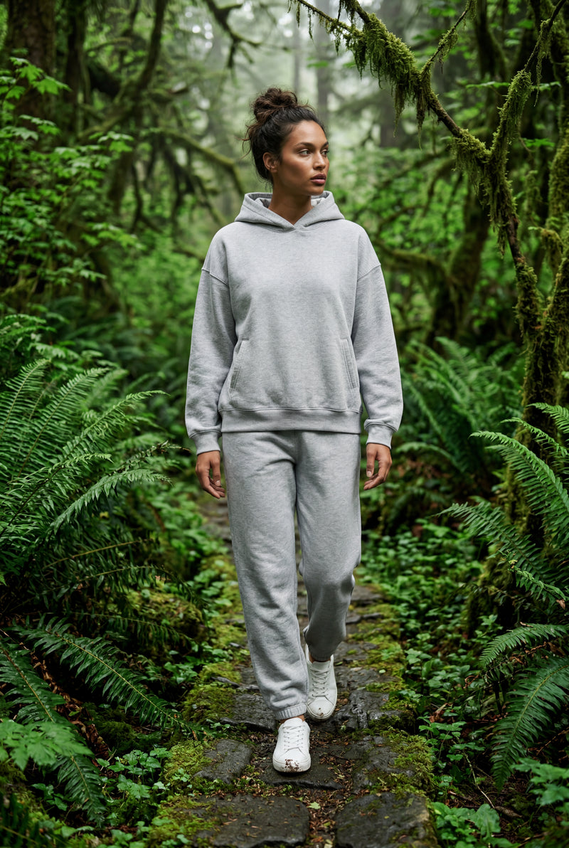 Gray Relaxed Fit Hoodie and Jogger Matching Set - Casual set - Photo 3