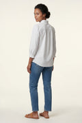 White Ruffle Trim V-neck Long Sleeve Blouse - Blouses - Photo 2