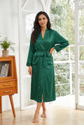 Silk Wrap Robe in Green — studio front