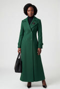 Green Tailored Longline Coat with Adjustable Belt - Long coat - Photo 9