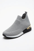 Grey Metallic Heel Slip-on Wedge Sneakers - Slip on sneakers - Photo 1