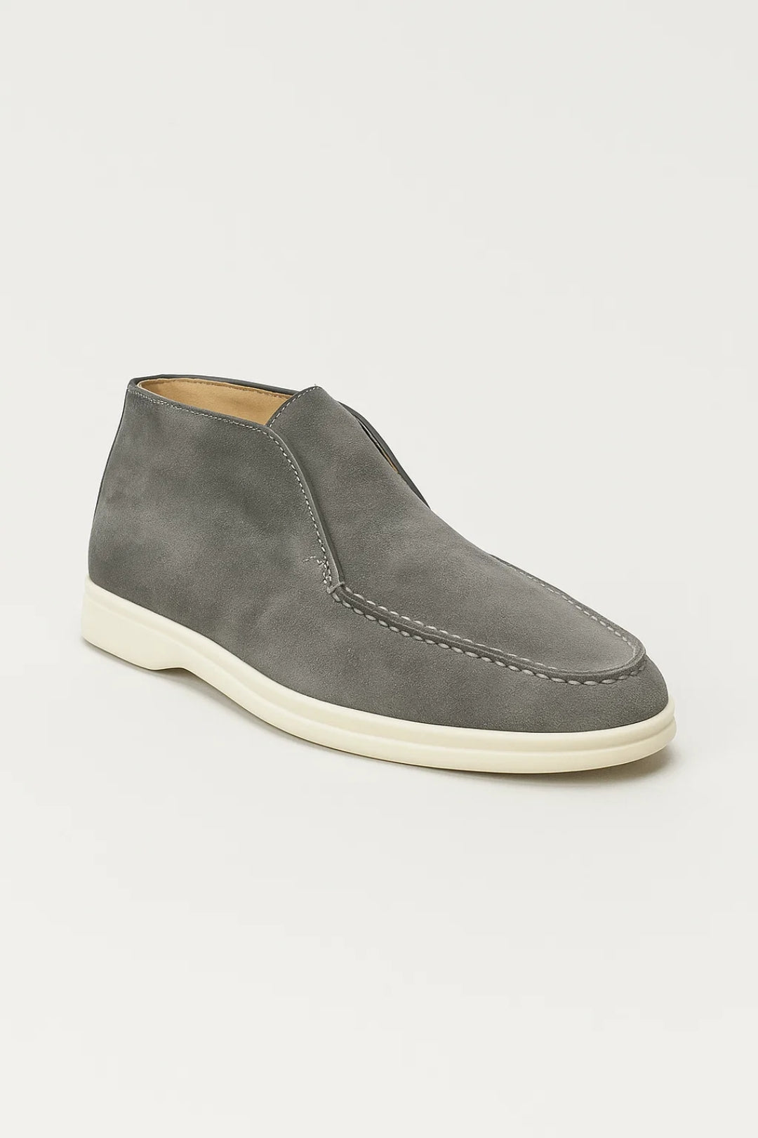 Grey Mid-top Slip-on Loafer with Moccasin Stitching - Loafers - Photo 4