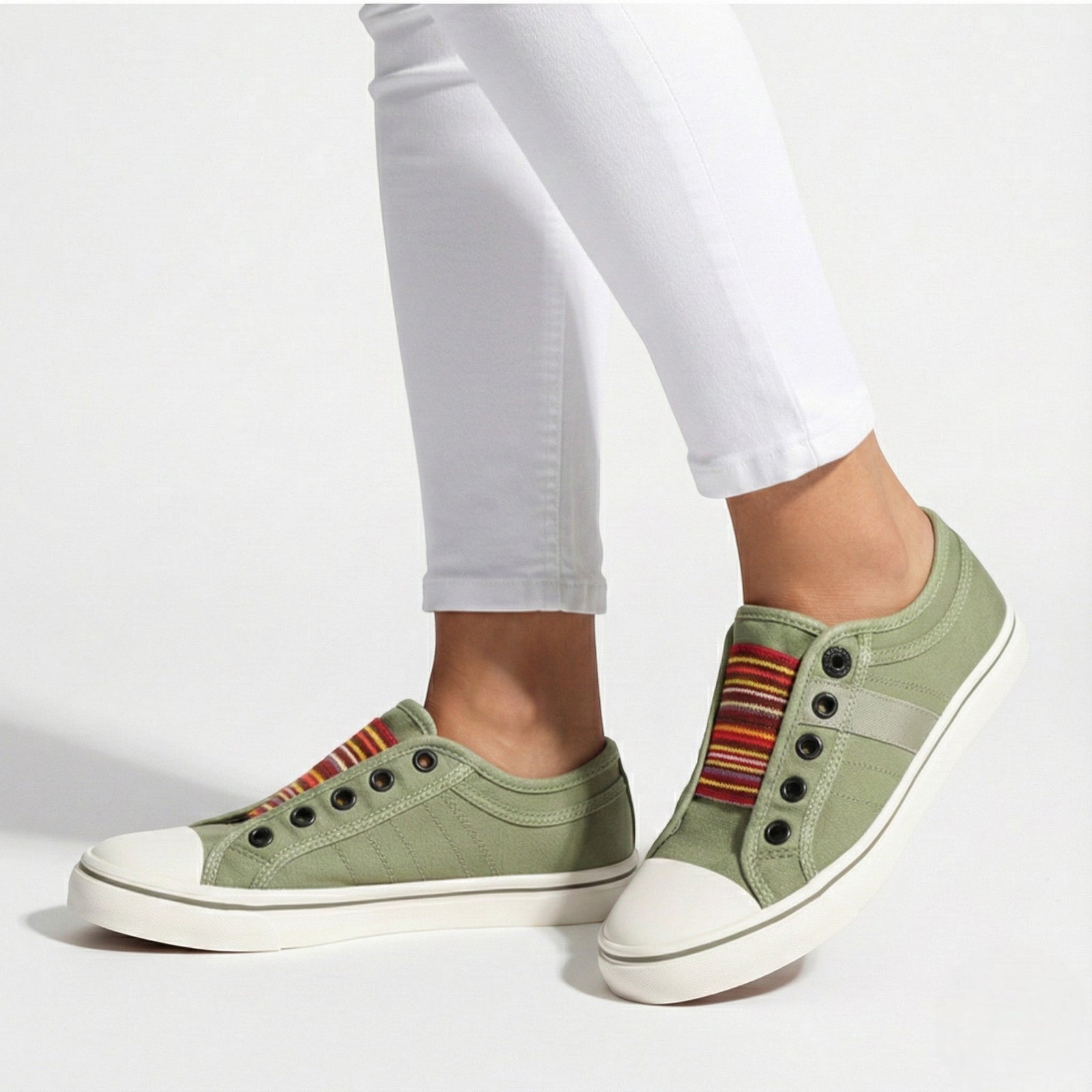 Multicolor Elastic Band Slip-on Canvas Sneaker - Sneakers - Photo 8