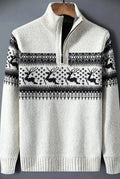 Festive Half-Zip Sweater in Ivory — front view