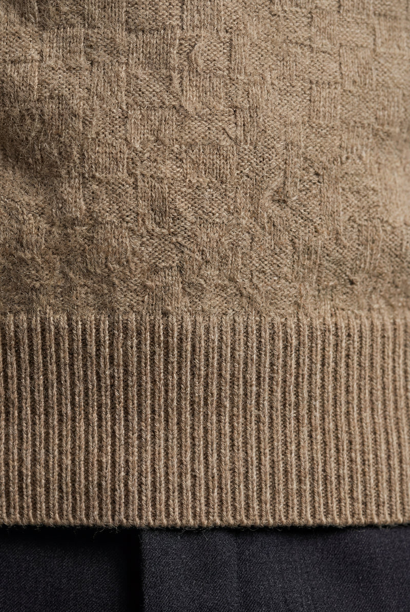 Khaki Classic V-neck Sweater Vest with Ribbed Hem - Vests - Photo 4