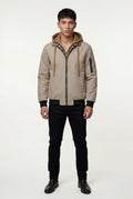 Khaki Contrast Lined Hooded Bomber Jacket - Bomber jackets - Photo 1