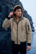 Khaki Contrast Lined Hooded Bomber Jacket - Bomber jackets - Photo 6