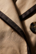 Khaki Contrast-trim Double-breasted Belted Trench Coat - Long trench coats - Photo 6