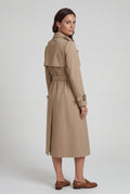 Khaki Double-breasted Belted Trench Coat with Storm Flap - Photo 2