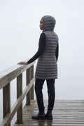 Gray Longline Quilted Hooded Bodywarmer Vest with Full Zip - Bodywarmer vests - Photo 20