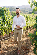 Men Chino Slim Fit in Khaki — lifestyle winery