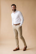 Men Chino Slim Fit in Khaki — studio full body