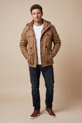 Men's Jacket Hooded Fleece Thermal in Khaki — studio main