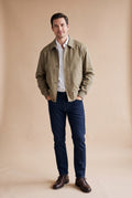 Men's Jacket Pointed Collar Relaxed Fit in Khaki — studio front