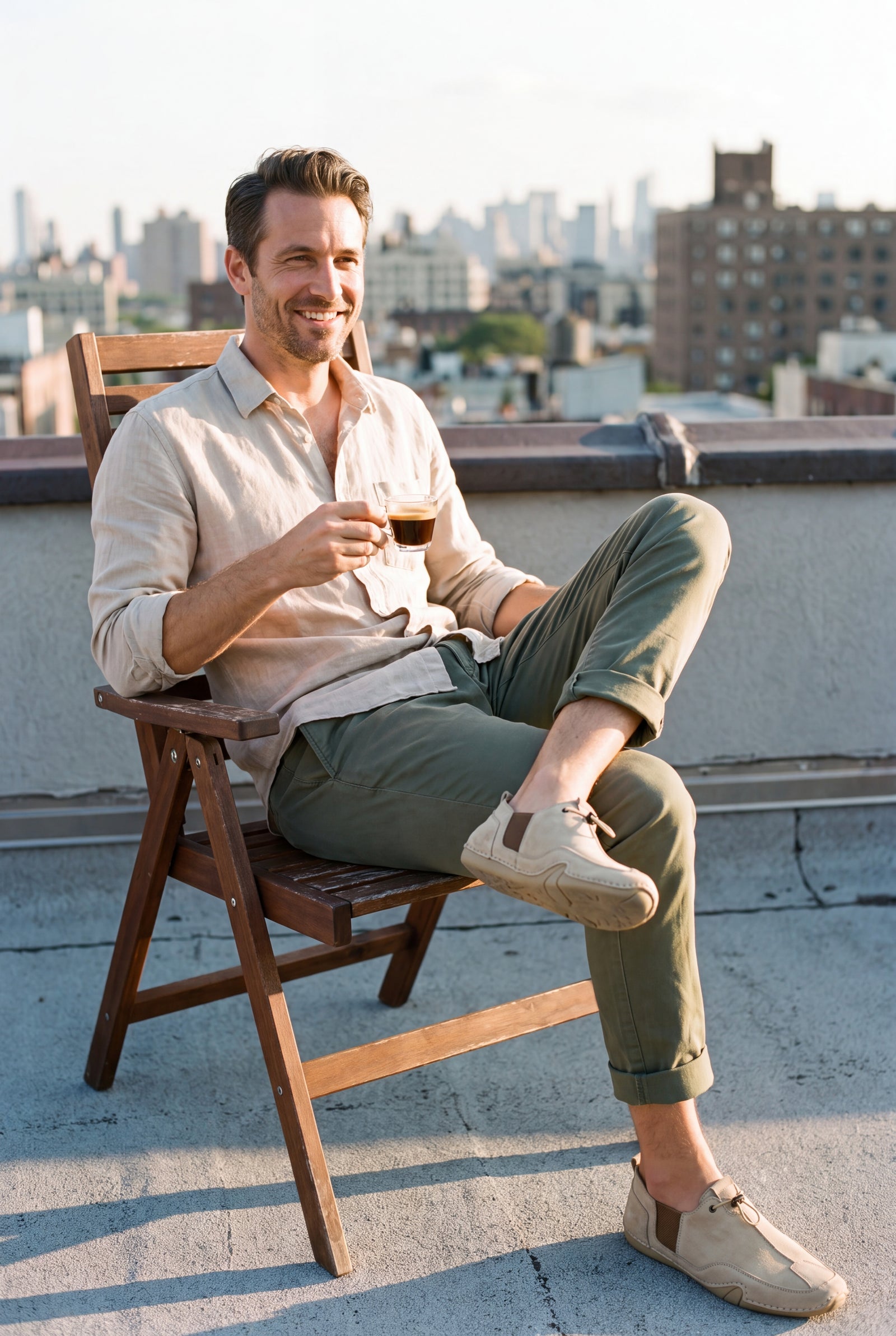 Men's Loafers Slip-On Elastic Gusset in Khaki — weekend getaway