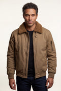 Khaki Men's Faux Collar Classic Bomber Jacket - Casual jacket - Photo 12