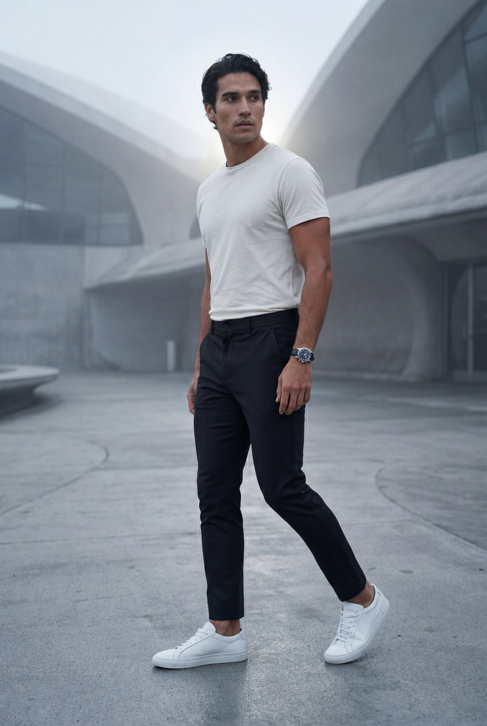 Black Men's Slim-Fit Water-Repellent Chino Trousers - Waterproof casual pants - Photo 10