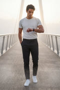Black Men's Slim-Fit Water-Repellent Chino Trousers - Waterproof casual pants - Photo 13