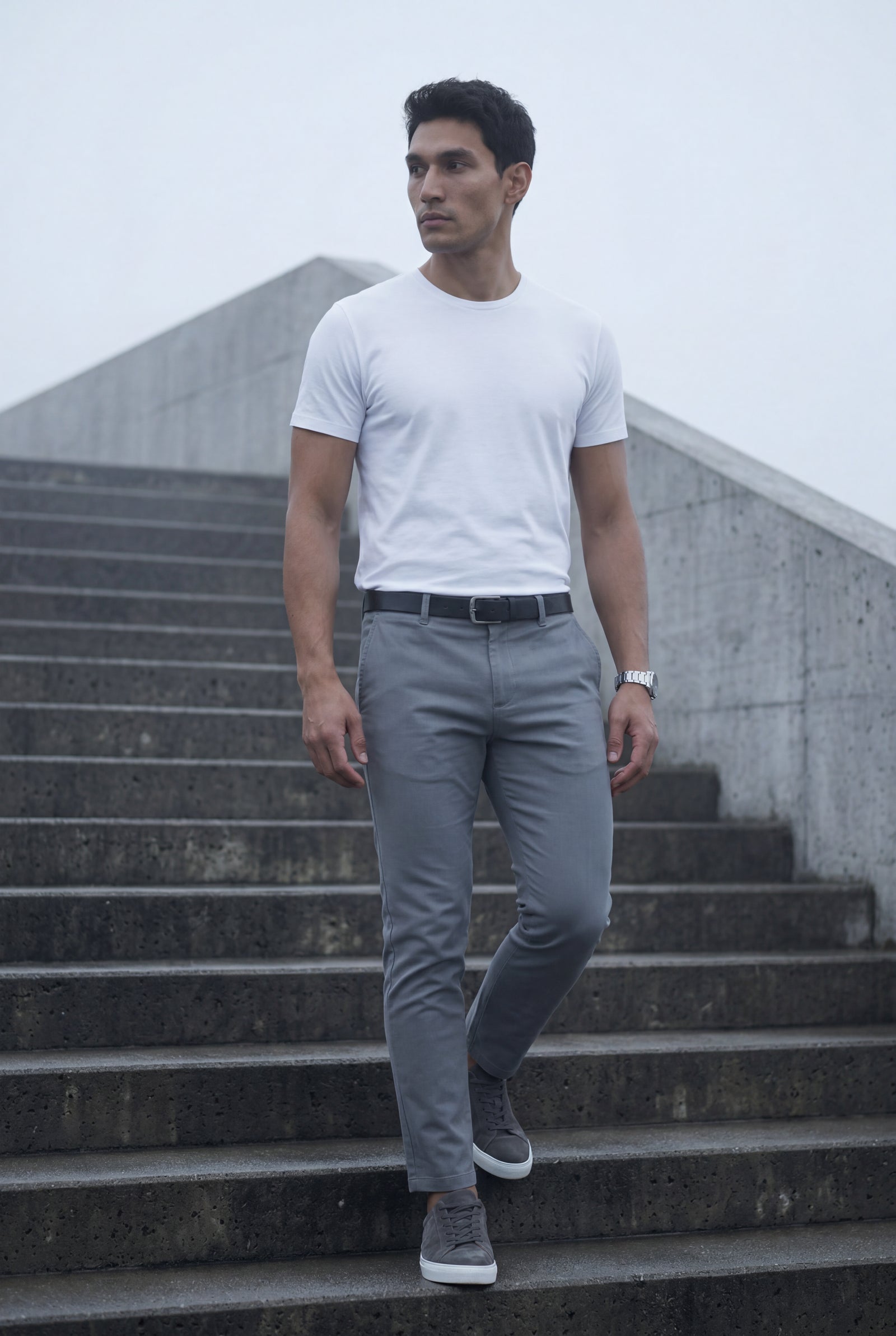 Gray Men's Slim-Fit Water-Repellent Chino Trousers - Waterproof casual pants - Photo 5